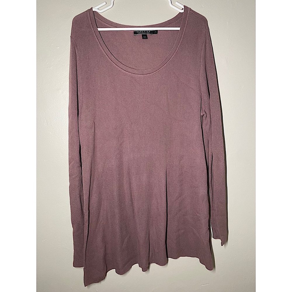 Peruvian Connection Purple Knit Tunic Top Womens Size XL